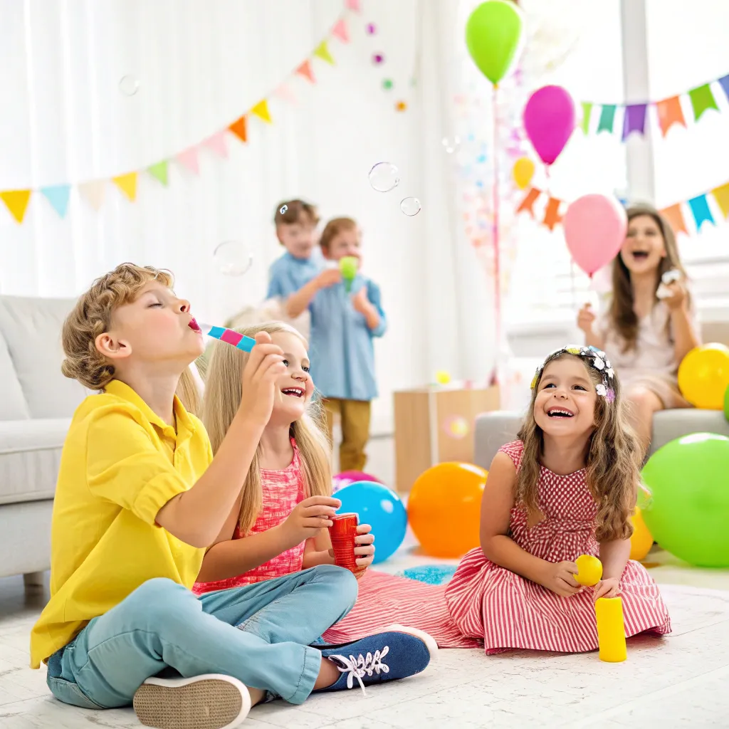 A group of children enjoying a colorful party