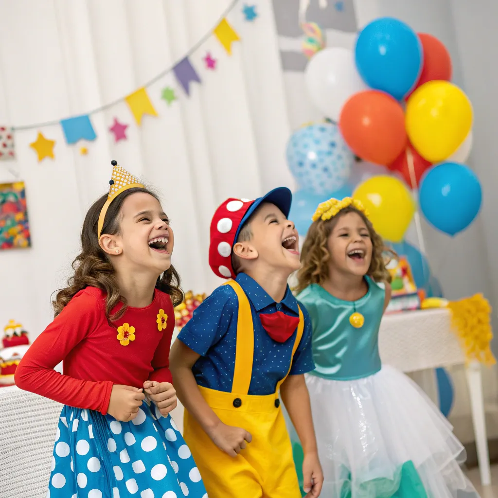 Children joyfully celebrating a themed party